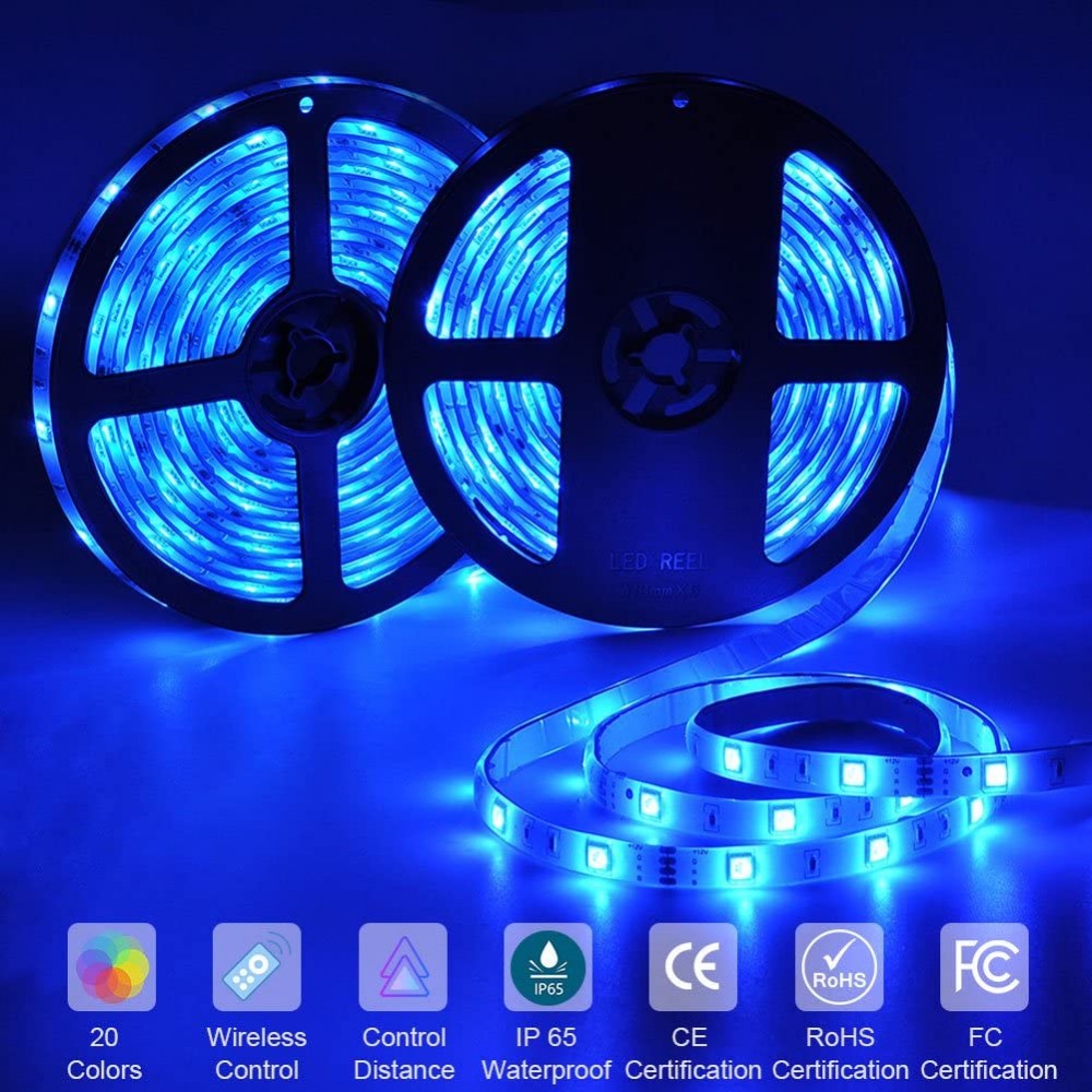 

Светодиодная лента RGB 300 LED с пультом Strip Light SMD 5050 10М ( 2 Штуки Х 5м ) 220 Вольт