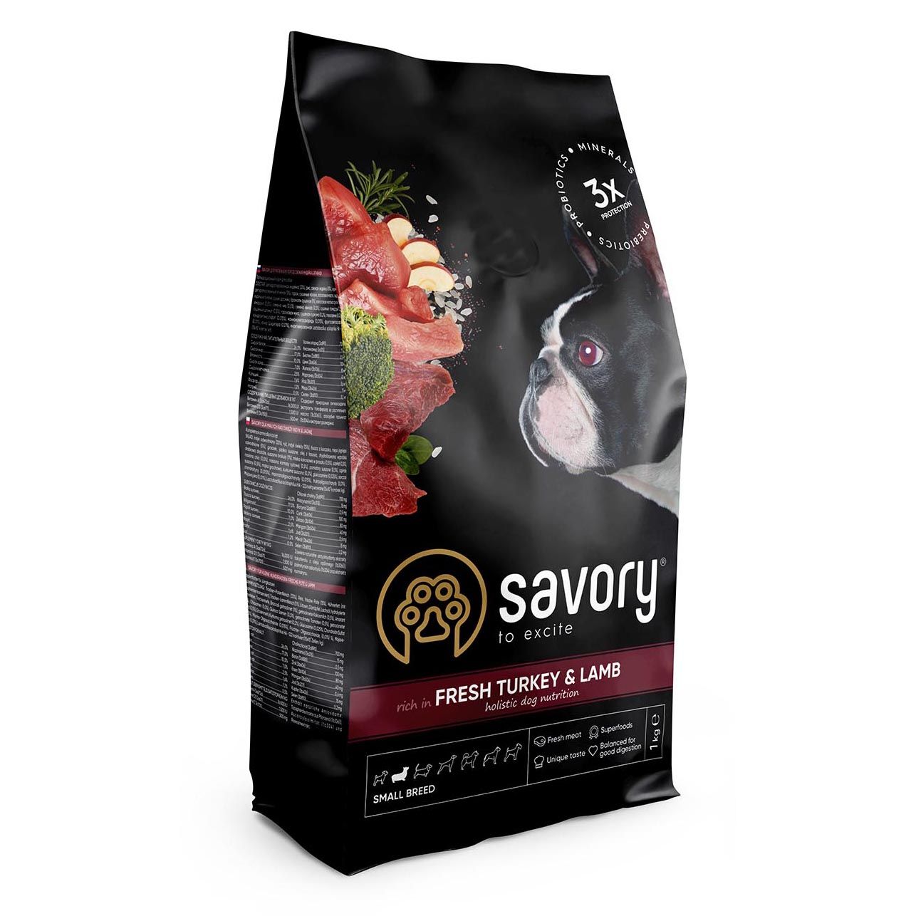

Сухой корм для щенков малых пород со вкусом индейки и ягненка Savory 3 кг (30358)