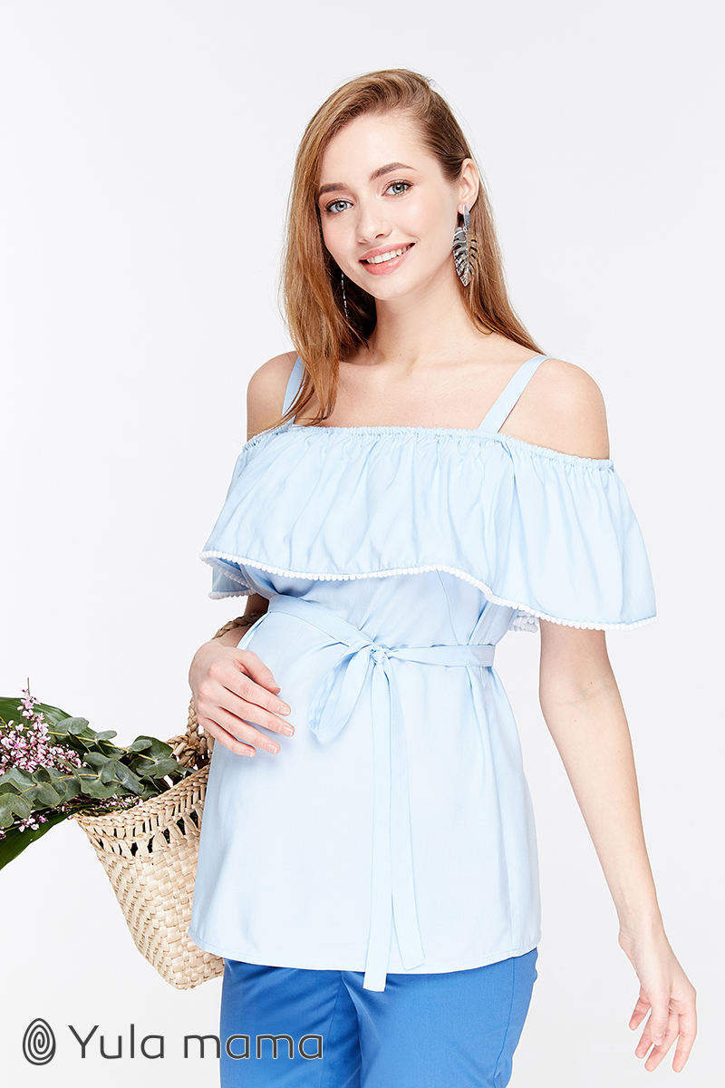 

Блуза для беременных и кормящих мам Юла Мама Brenda M Голубой BL-29.023