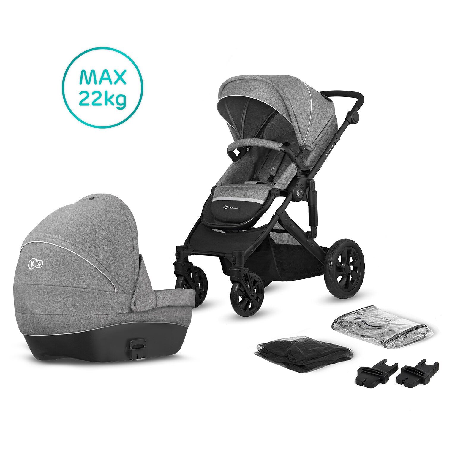 

Универсальная коляска 2в1 Kinderkraft Prime Lite Gray