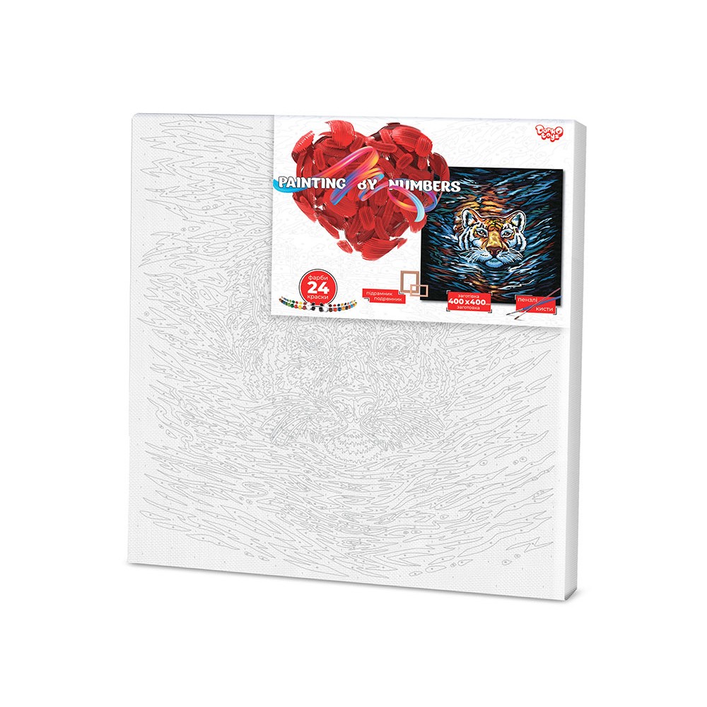 

Картина по номерам №3 «Тигр» 40*40см Danko Toys KpNe-02-03