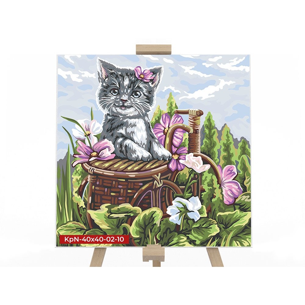 

Картина по номерам №10 "Котёнок в корзине" 40*40см, серия 2, в кор. Danko Toys KpN-40x40-02-10