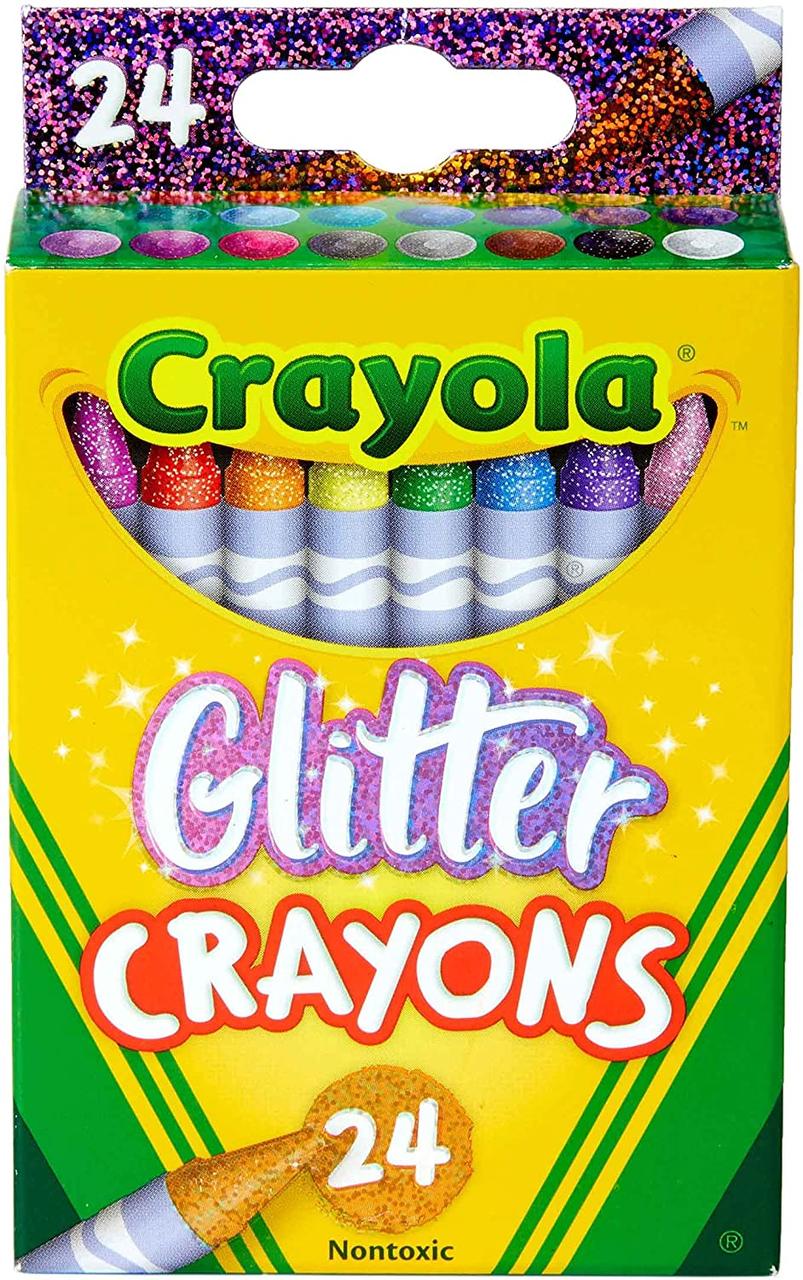 

Цветные восковые мелки карандаши с блестками, в наборе 24 цвета, Crayola