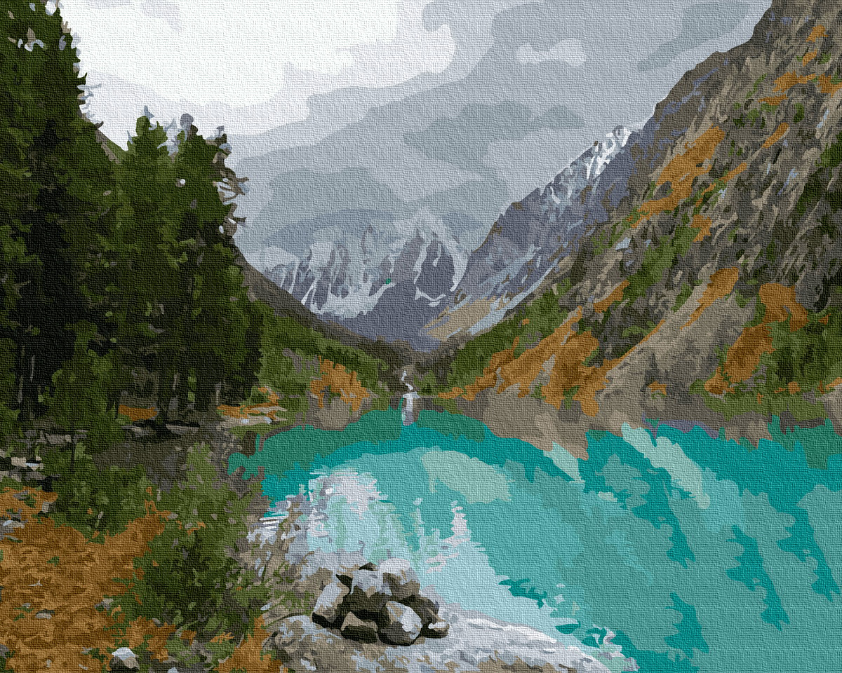

Картина по номерам / анти-стресс раскраска Brushme Вид на горное озеро