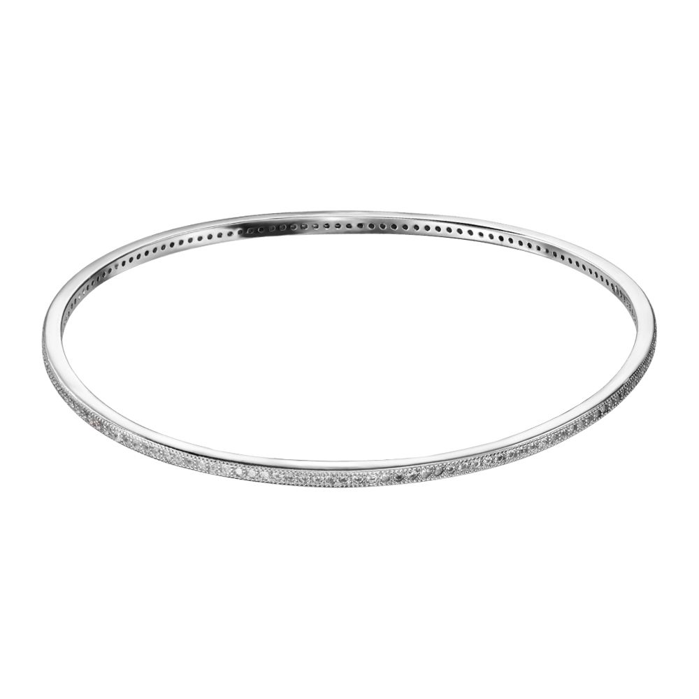 

Серебряный жесткий браслет с фианитами 000135953 без размера