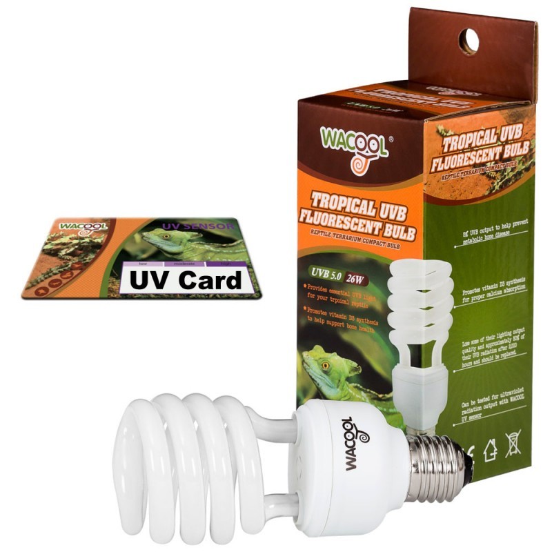 

Лампочка е27 Wacool Tropical UVB 5.0 26W + UV card (WC-SCT5026) для террариума