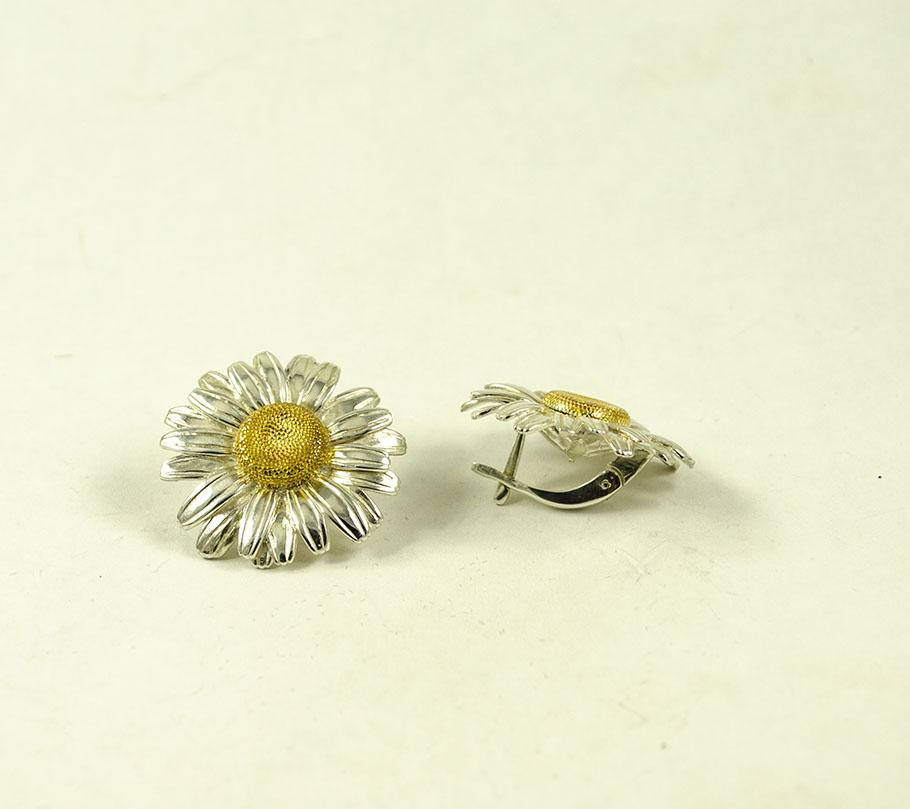 

Серьги ромашка Maxi Silver 9076