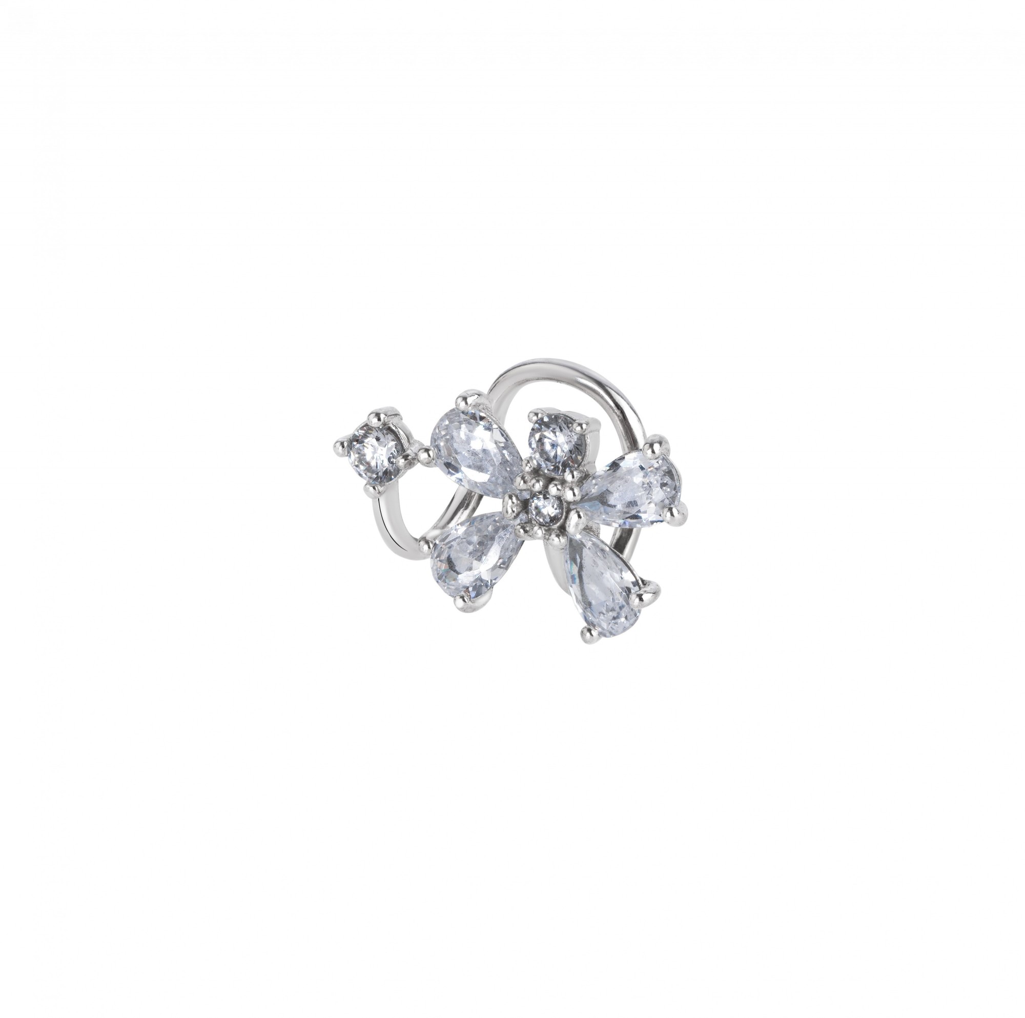 

Кафф серьга без прокола Серебряный кафф с фианитами Flower Silver