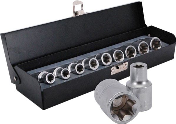 

Набір головок Intertool Torx 9 предметів, E10-E24 1/2" (ET-6014)