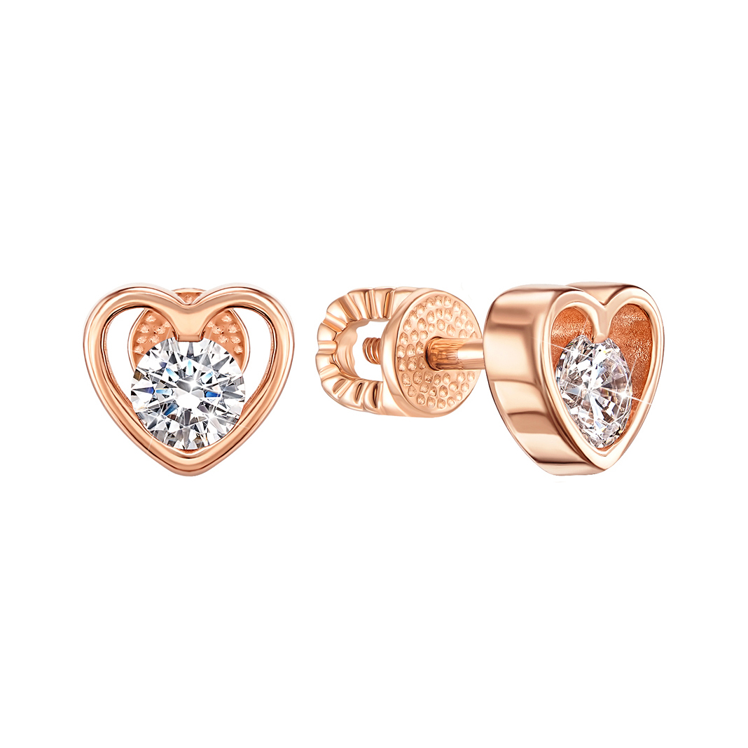 

Серьги-пуссеты из красного золота с фианитом S Zirconia 000122654
