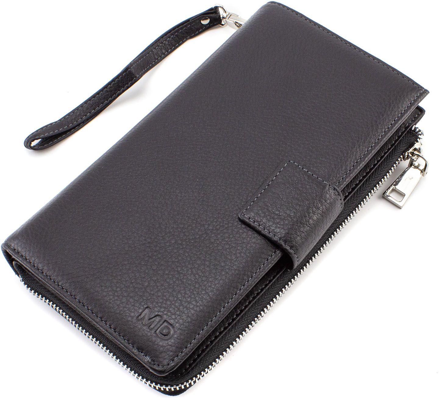 

Чёрный мужской кожаный клатч под документы MD Leather 7M-182