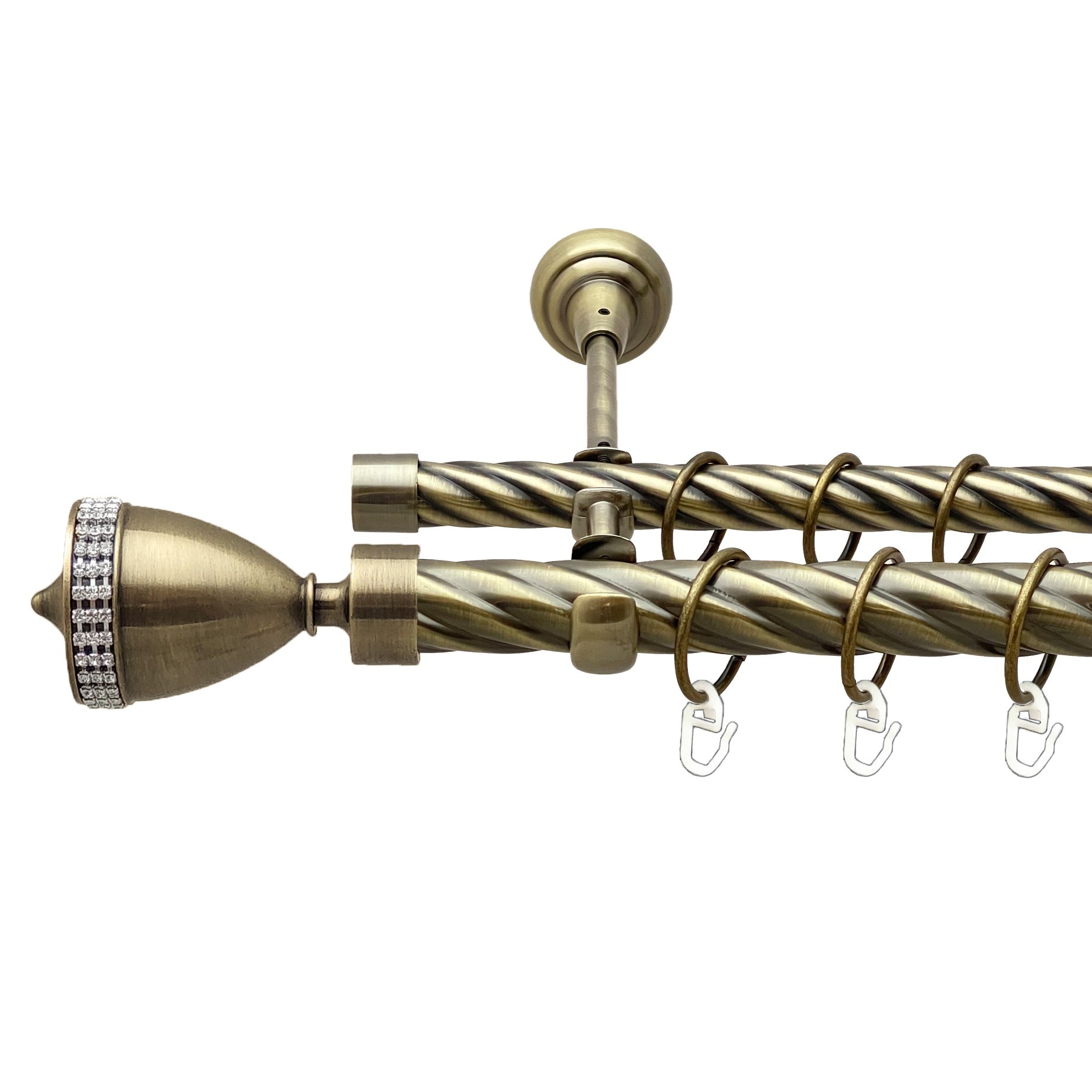 

Карниз Orvit Етернія металевий дворядний відкритий скручена труба кільце металеве Антик 25\19 мм 160 см (00-00017881)