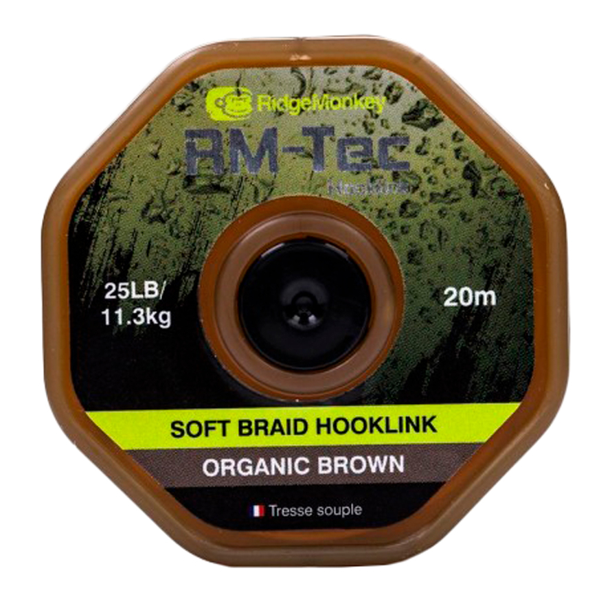 

Поводковый материал RidgeMonkey RM-Tec Soft Braid Hooklink Organic Brown 25lb 20m