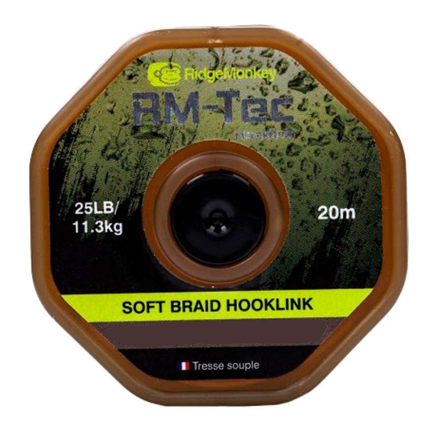 

Поводковый материал RidgeMonkey RM-Tec Soft Braid Hooklink Weed Green 25lb 20m