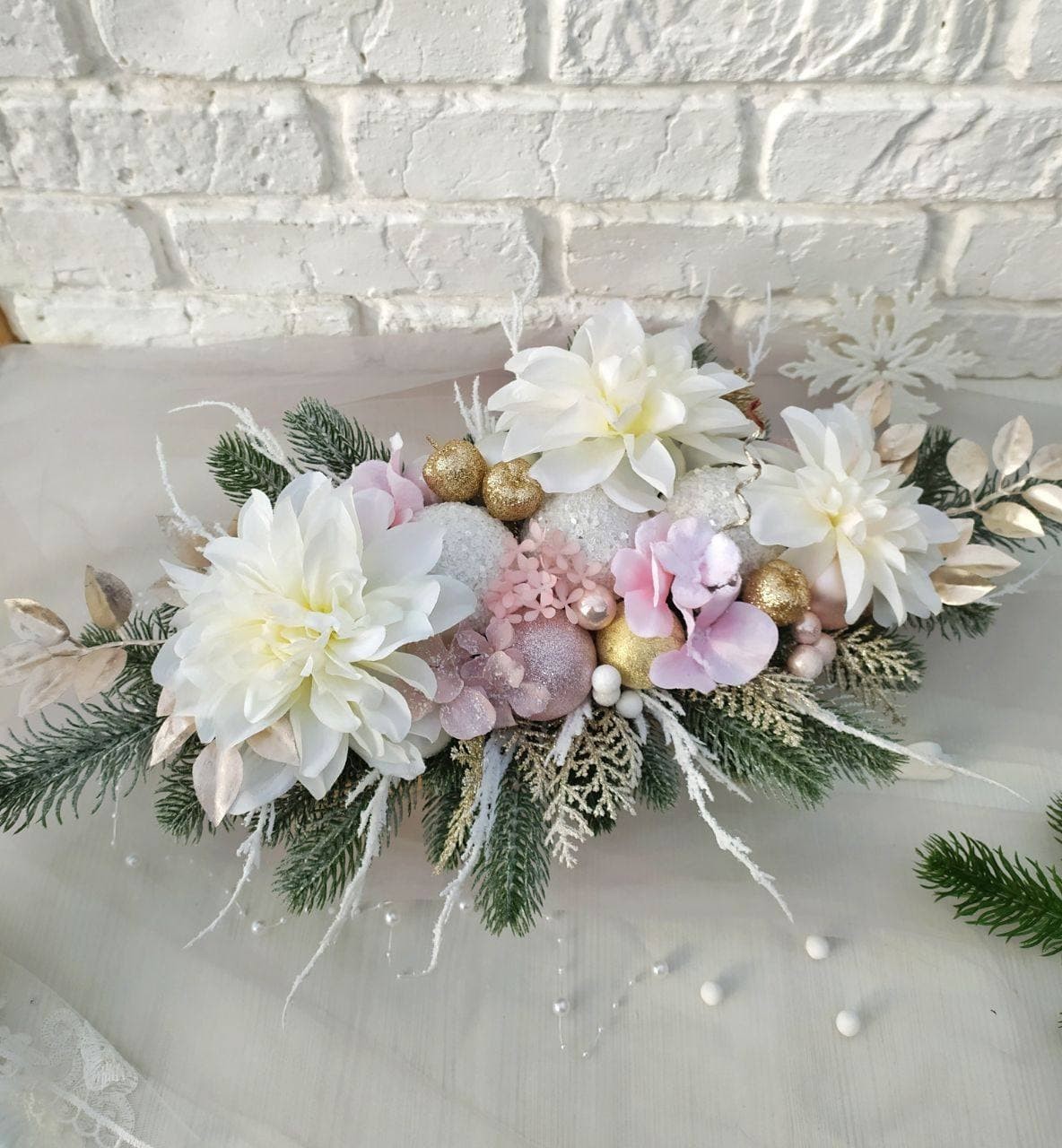 

Новогодняя Композиция в Деревянном кашпо Beautiful winter 15 х 52 см Разноцветный 951