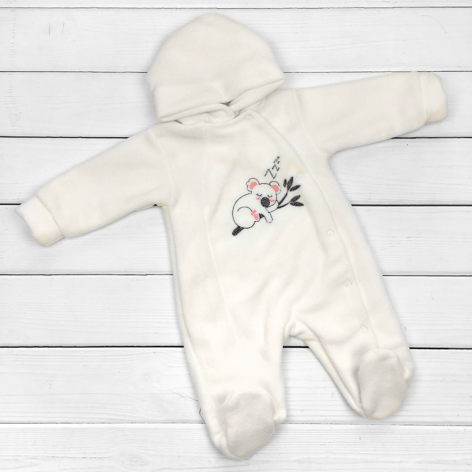 

Флисовый человечек с капюшоном Malena для ребенка sleeping koala 62 см молочный