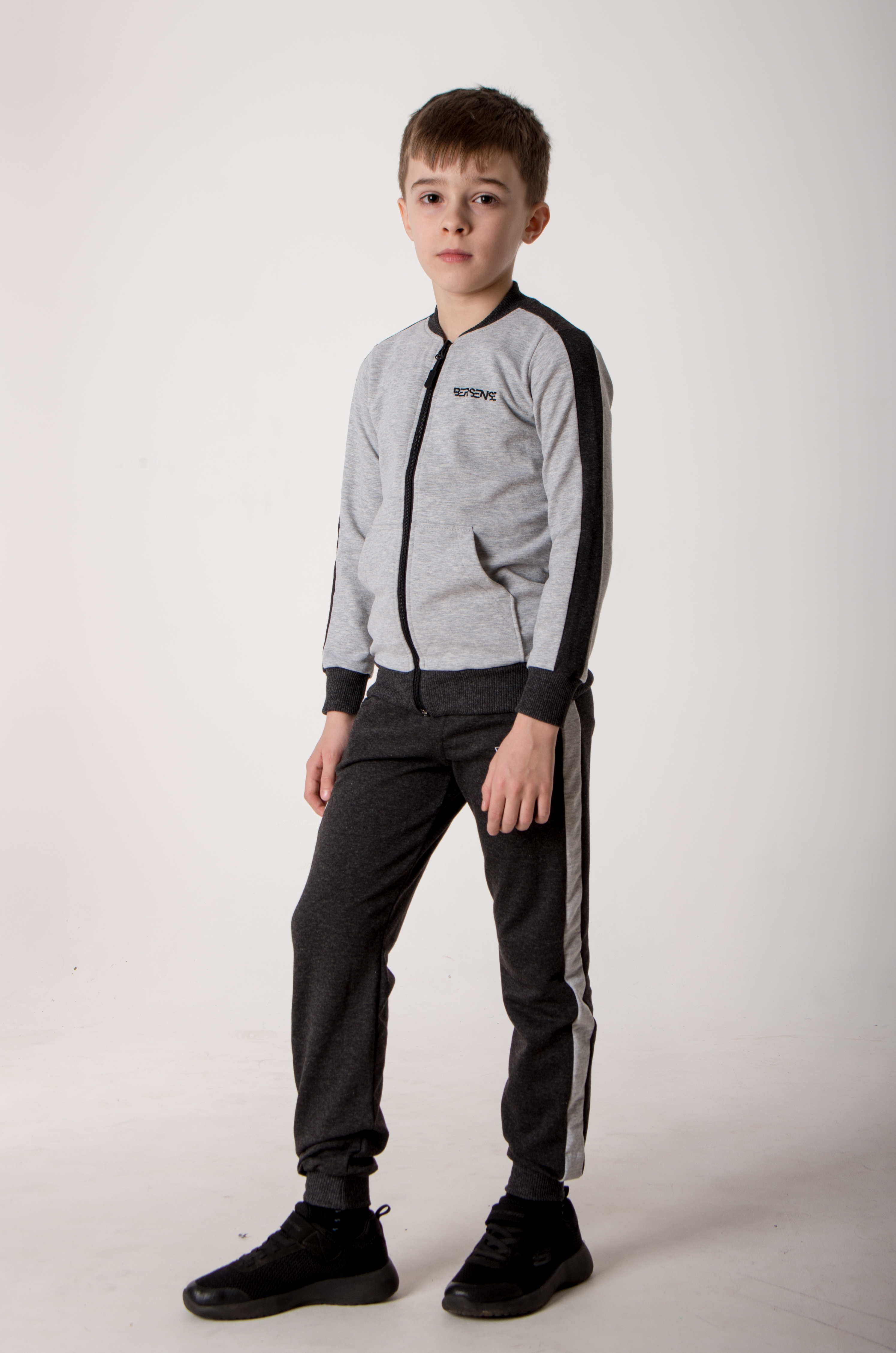 

Дитячий спортивний костюм BERSENSE KIDS SPORT чоловічий на замку сірий, 110