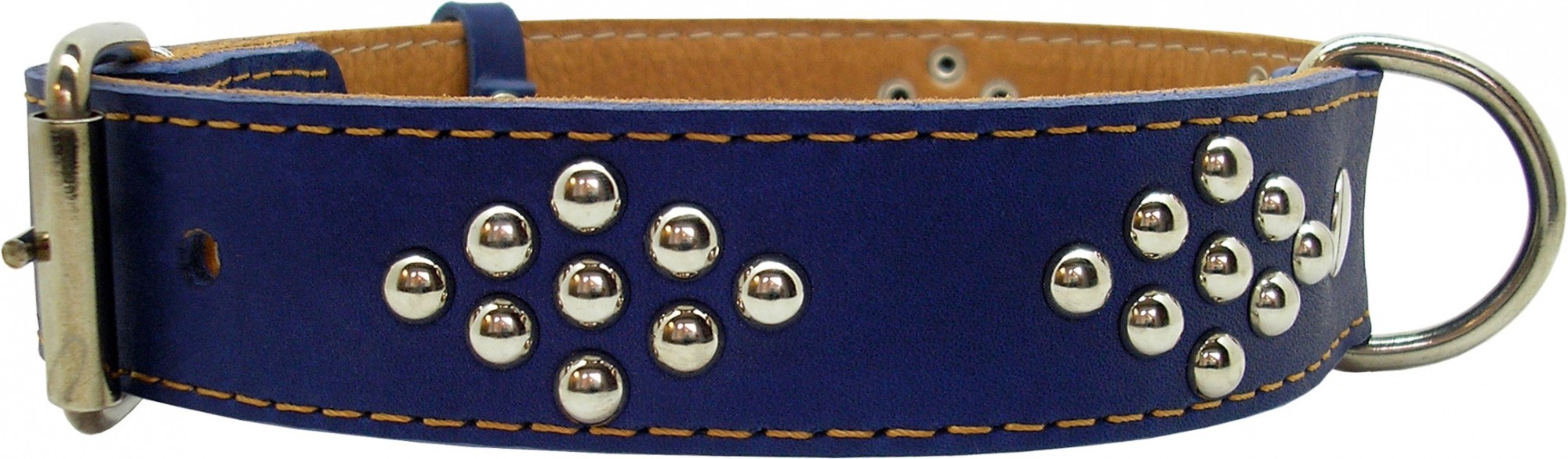 

Ошейник LiLu с фурнитурой синий (короткий), ширина 35 мм, объем 430-530 мм, кожа (О743)