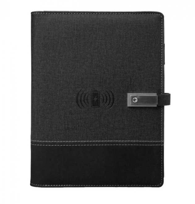 

Блокнот, бизнес ежедневник с флешкой 16 Гб и беспроводной зарядкой Power Bank 8000 mAh