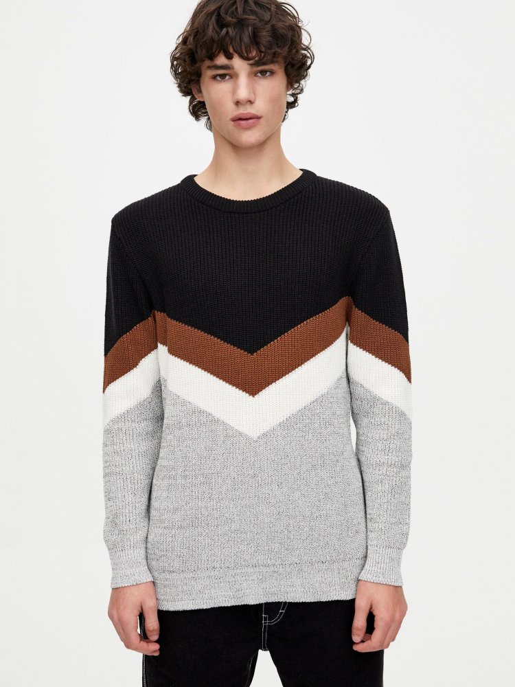

Джемпер Pull & Bear XAZ295024SAAL  Черный с белым и коричневым, Джемпер Pull & Bear XAZ295024SAAL M Черный с белым и коричневым