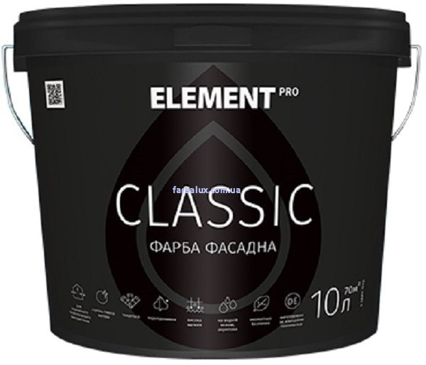 

Фасадная краска ELEMENT PRO CLASSIC 10 л белая