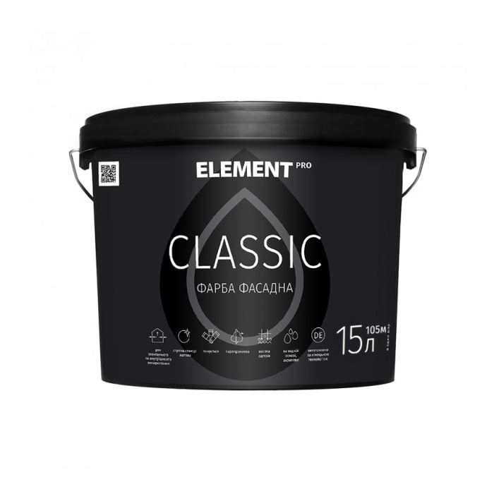 

Фасадная краска ELEMENT PRO CLASSIC 15 л белая