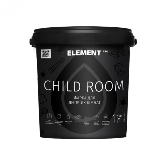 

Краска интерьерная для детских комнат ELEMENT PRO CHILD ROOM 1 л белая