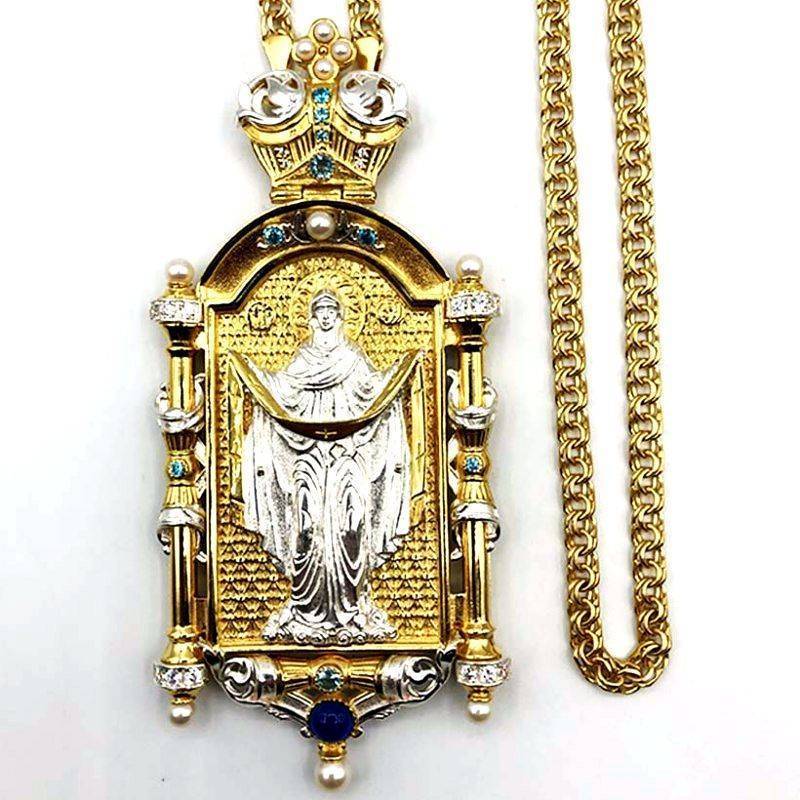 

Панагия для священноялужителя латунная с фрагментарной позолотой и цепью Фамильные Драгоценности арт.2.7.0837лф^1лп