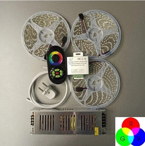 

Комплект лента светодиодная AVT RGB 15 метров с регулировкой цвета радиоканал IP65 в силиконе
