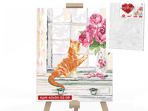 

Креативная творчество "PAINTING BY NUMBERS" 40х50см "Котенок в цветах" KpNe-40х50-02-08 Danko Toys