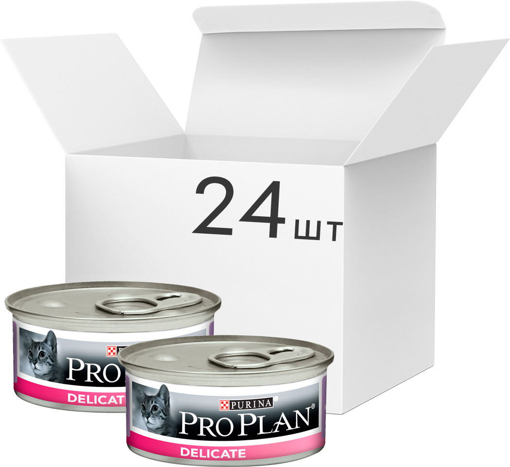 

Упаковка влажного корма для взрослых кошек Purina Pro Plan Delicate паштет с индейкой 24 шт по 85 г (3222277189920)