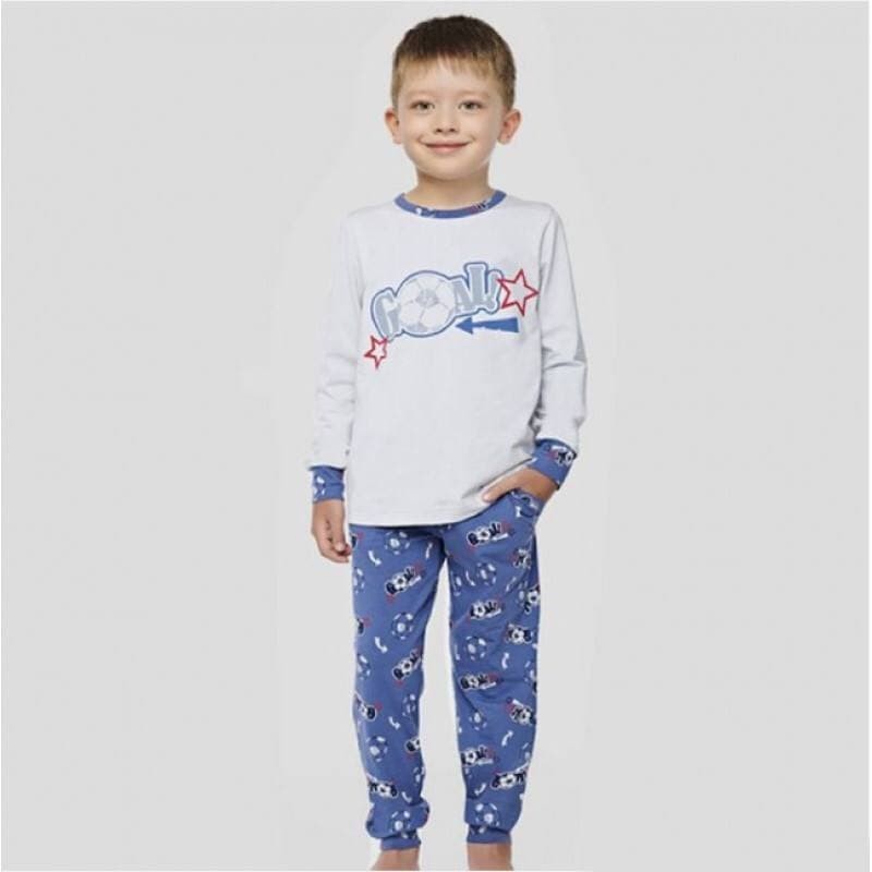 

Детская пижама для мальчика Baykar Турция домашний костюм с мячом хлопок и эластан р 8 128 - 134 см серо-синий 9748-167