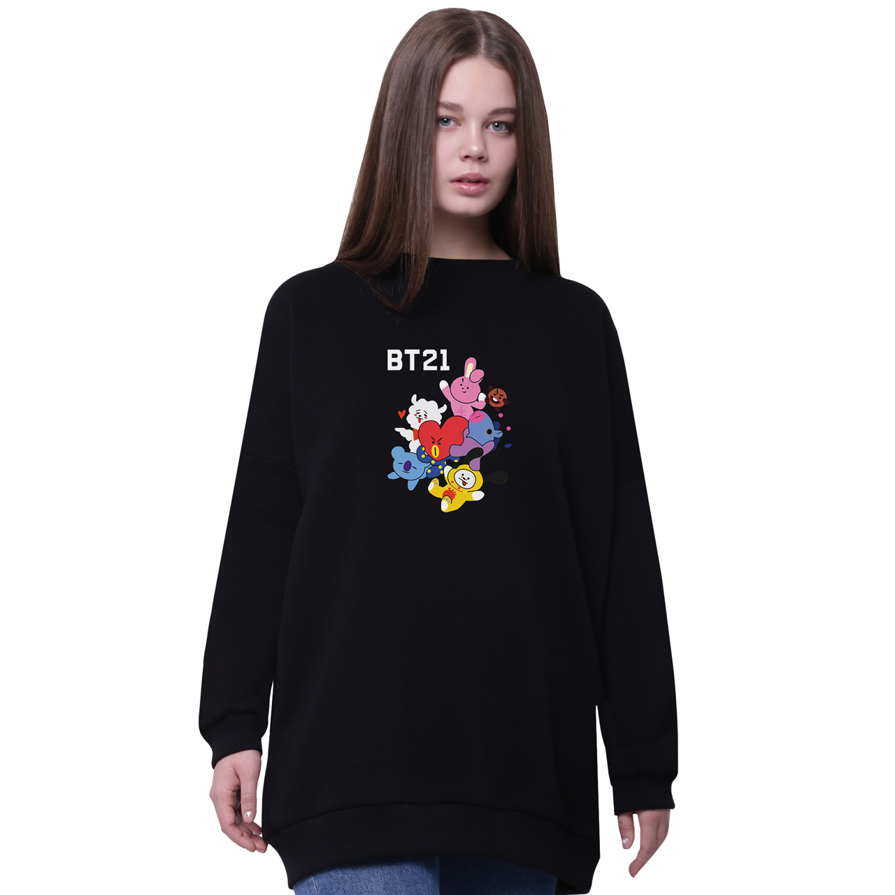 

Свитшот для девочек удлиненный БТС (BTS) Черный (35963-1166-5) 158 см