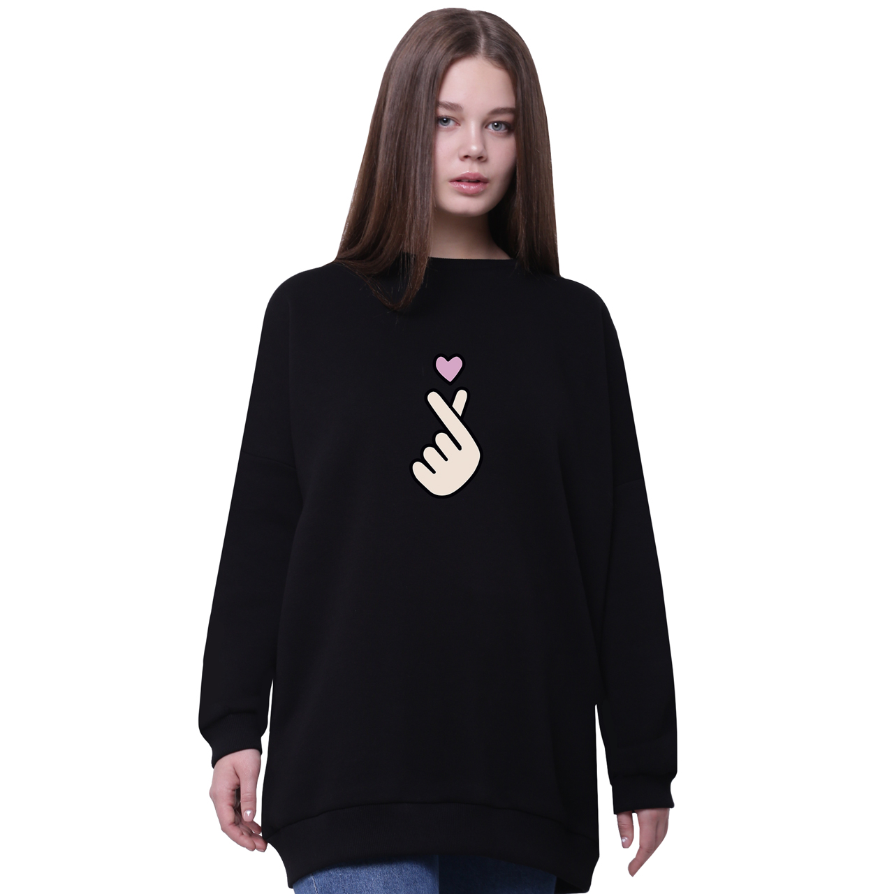 

Свитшот для девочек удлиненный БТС (BTS) Черный (35963-1063-4) 152 см