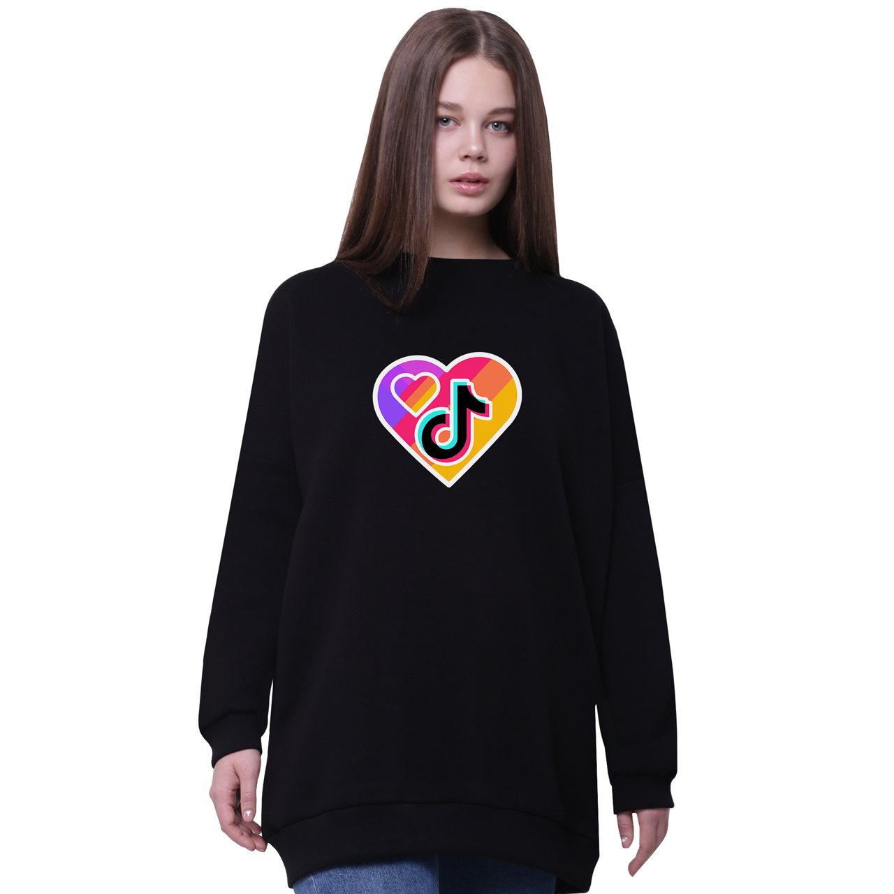 

Свитшот для девочек удлиненный ТикТок (TikTok) Черный (35963-1559-4) 152 см