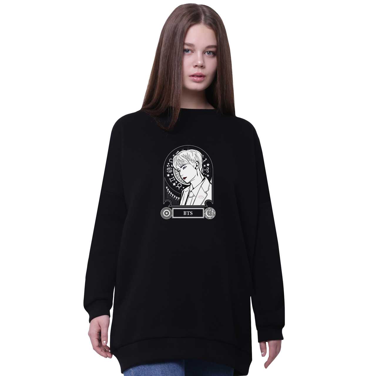 

Свитшот для девочек удлиненный БТС (BTS) Черный (35963-3279-7) 170 см