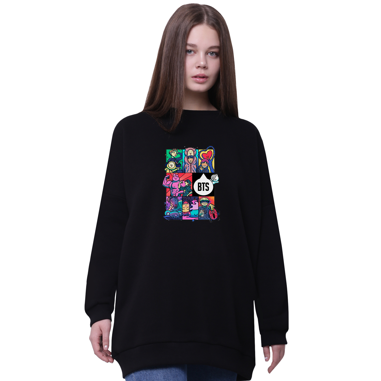 

Свитшот для девочек удлиненный БТС (BTS) Черный (35963-1078-1) 134 см