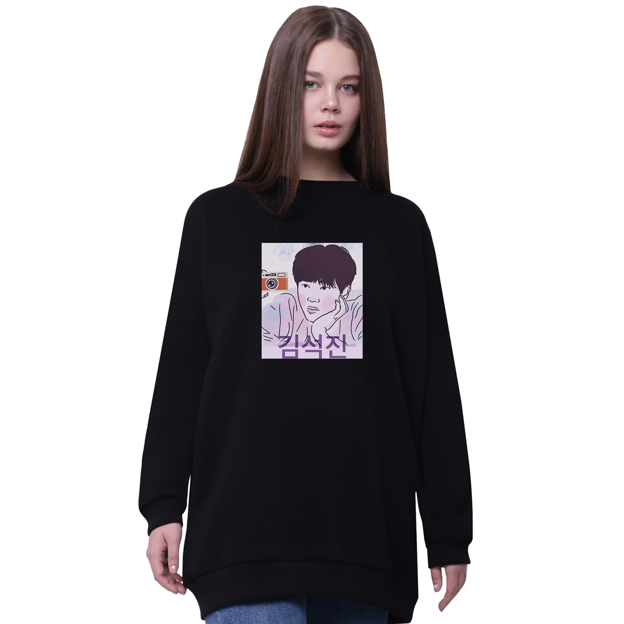 

Свитшот для девочек удлиненный БТС (BTS) Черный (35963-3259-6) 164 см