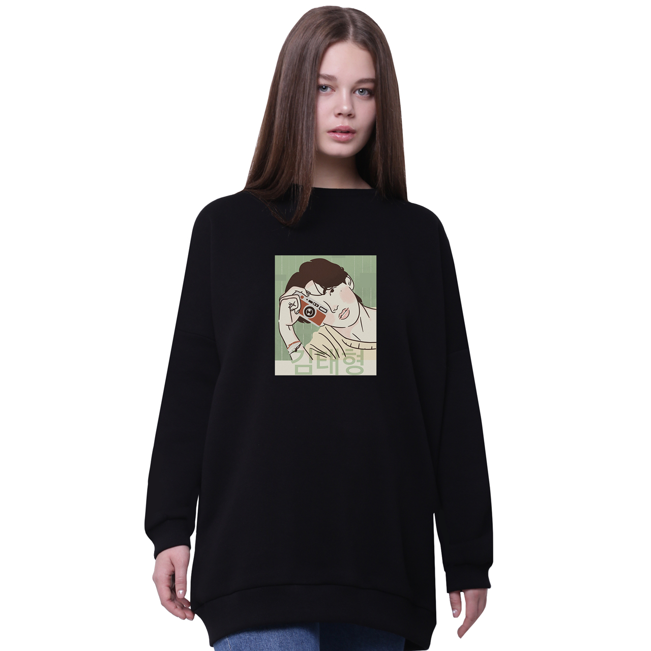 

Свитшот для девочек удлиненный БТС (BTS) Черный (35963-3262-3) 146 см