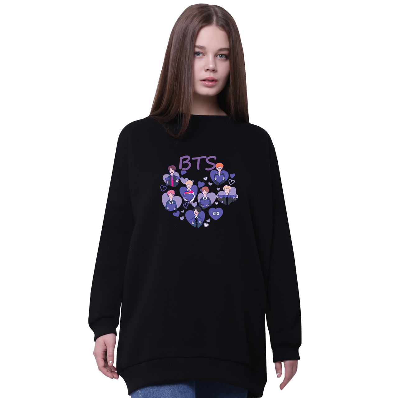 

Свитшот для девочек удлиненный БТС (BTS) Черный (35963-3273-7) 170 см