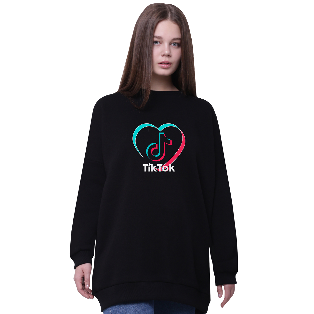 

Свитшот для девочек удлиненный ТикТок (TikTok) Черный (35963-1941-7) 170 см