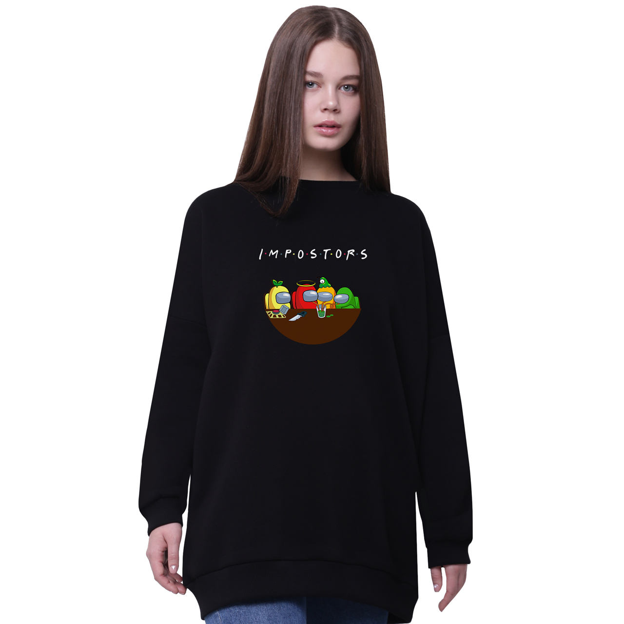 

Свитшот для девочек удлиненный Амонг Ас (Among Us) Черный (35963-2415-5) 158 см
