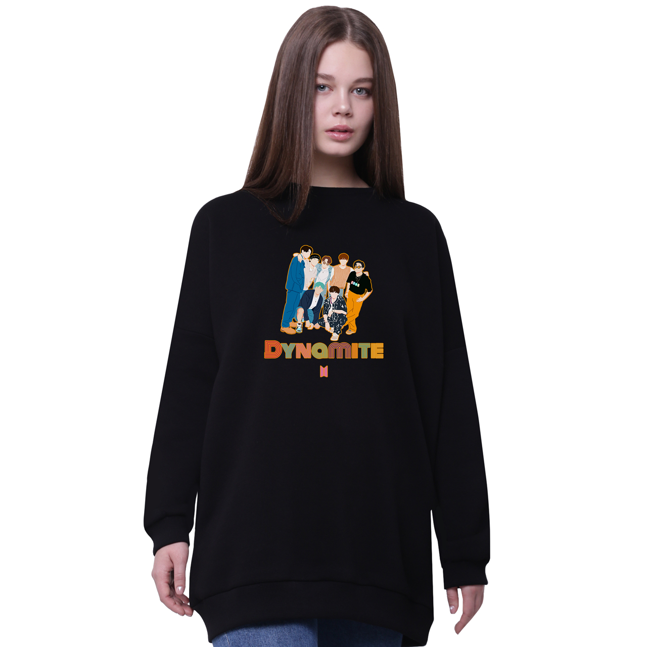 

Свитшот для девочек удлиненный БТС (BTS) Черный (35963-3270-2) 140 см