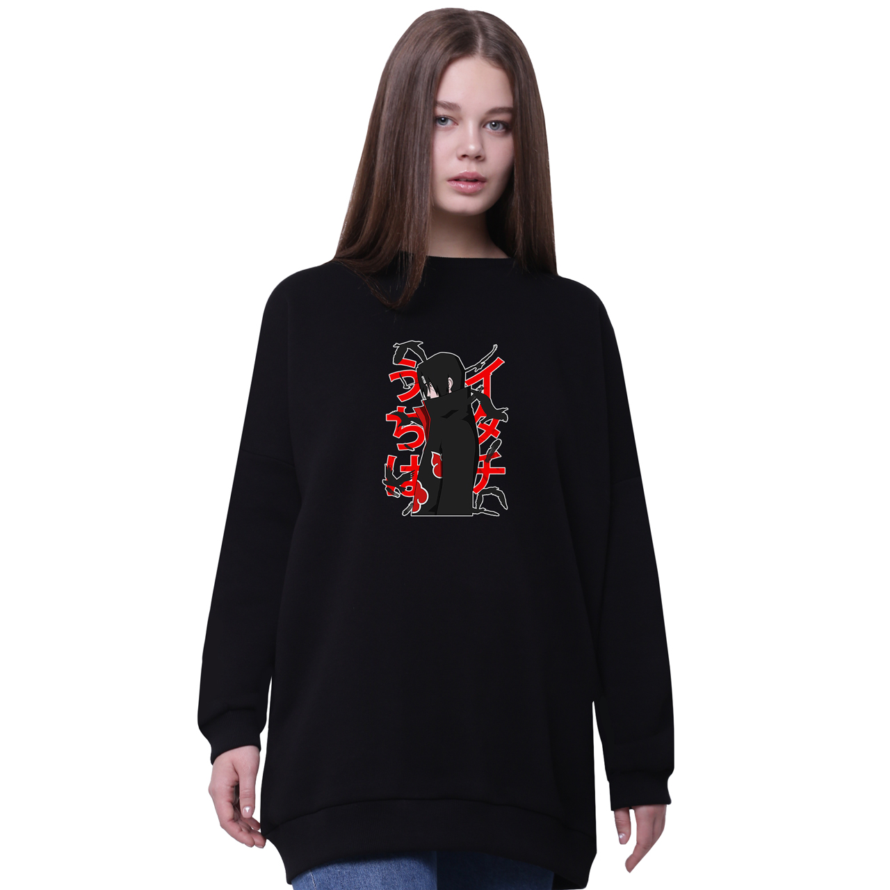 

Свитшот для девочек удлиненный Итачи Учиха Наруто (Itachi Uchiha) Черный (35963-2817-2) 140 см