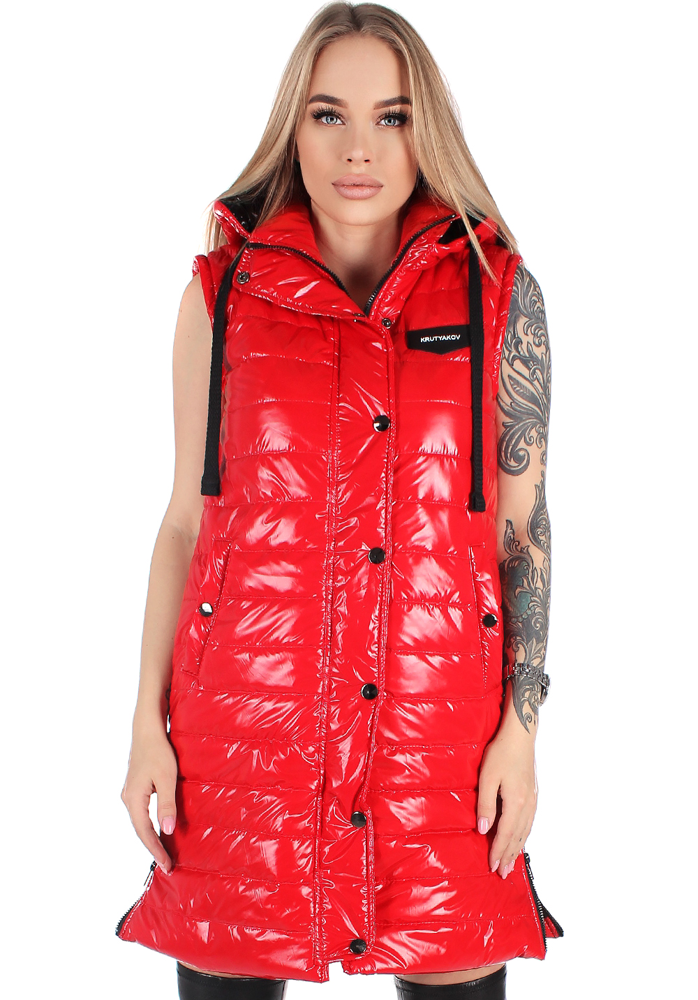 

Жилетка жіноча подовжена Krutyakov GLOSS LONG XXL червоний 2080727