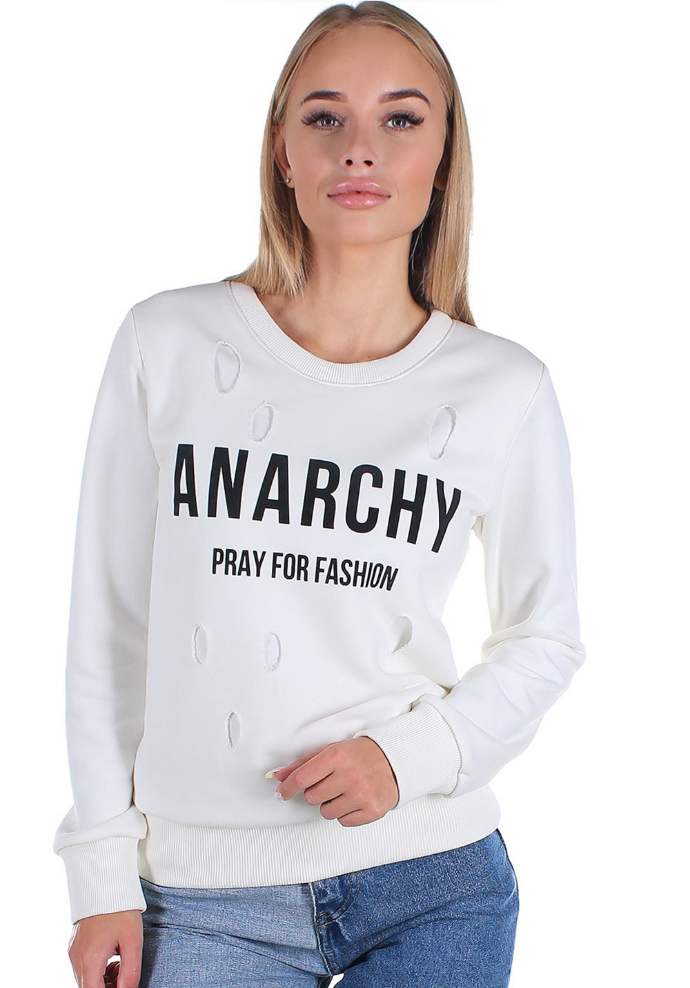 

Світшот жіночий Krutyakov ANARCHY  білий 206552, Світшот жіночий Krutyakov ANARCHY L білий 206552