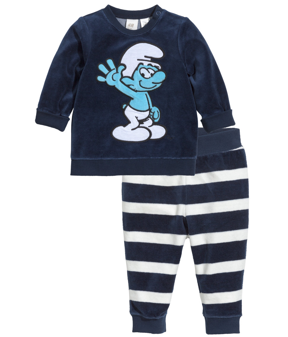 

Комплект H&M smurfs велюровый Синий (6-9/74) (709) 2 шт.