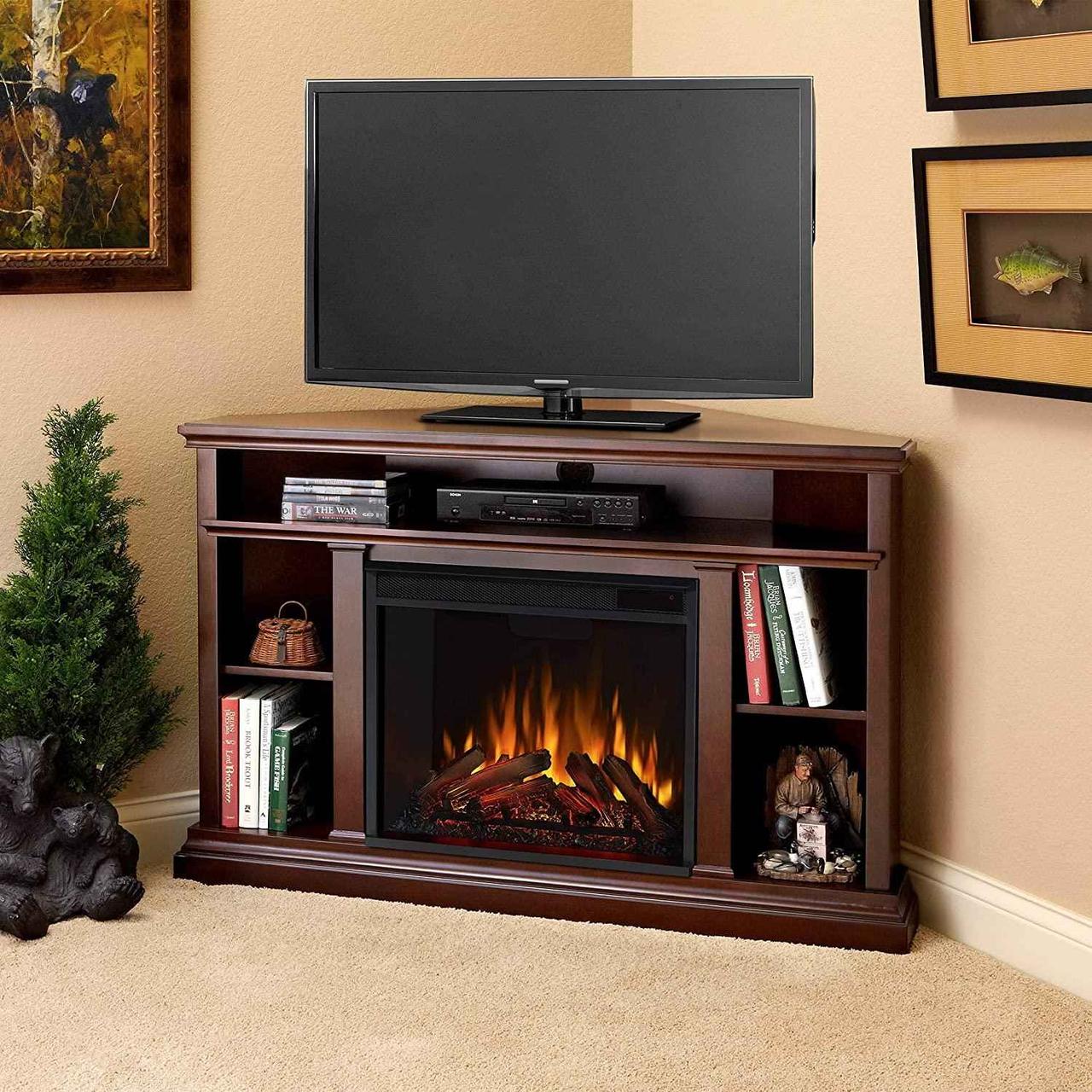 

Угловая ТВ тумба с камином Fireplace Сан-Франциско Каролина эффект живого огня со звуком и обогревом