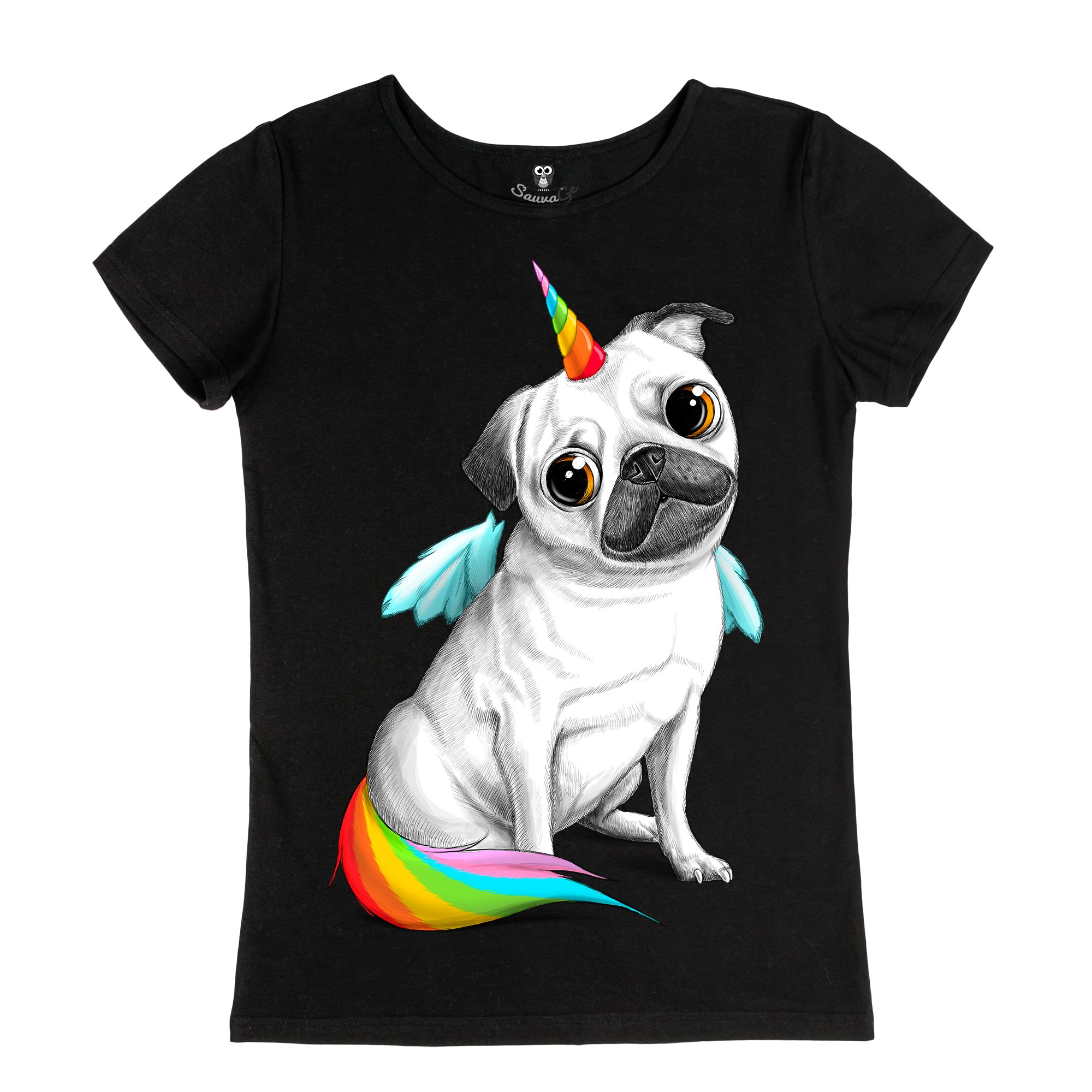 

Футболка Sauvage Pug unicorn  Черная, Футболка Sauvage Pug unicorn M Черная