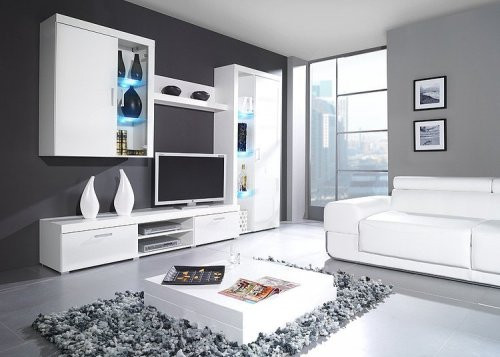 

Меблева стінка SAMBA B Cama meble корпус - білий мат фронт - білий глянець